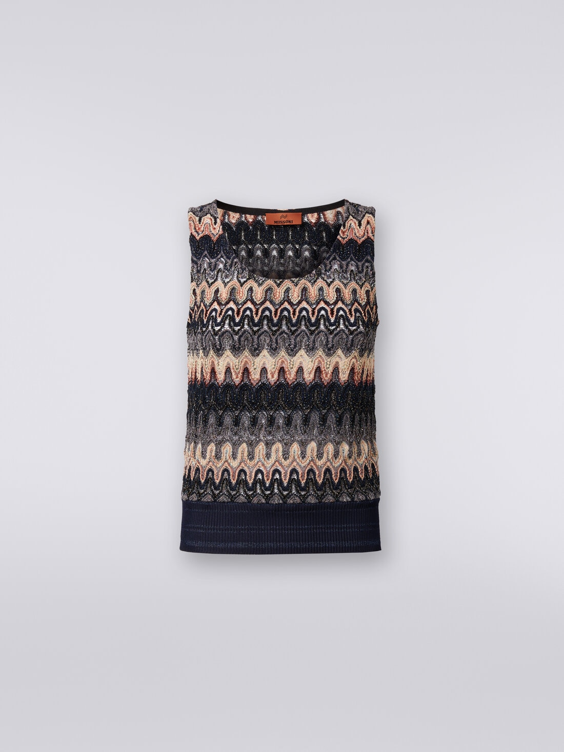 Débardeur en viscose mélangée lamée avec motif ondulé, Multicolore  - DS24SK0OBR00UOSM976 - 0