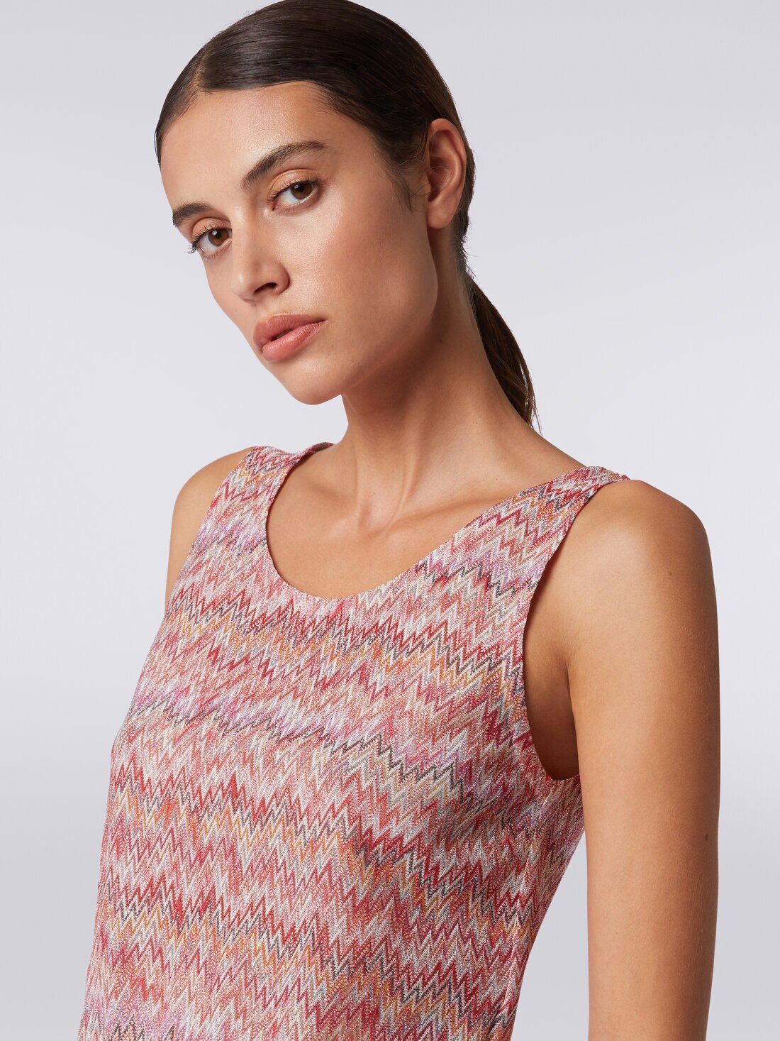 Canottiera in misto viscosa lamé chevron, Multicolore  - 8053147051185 - 4