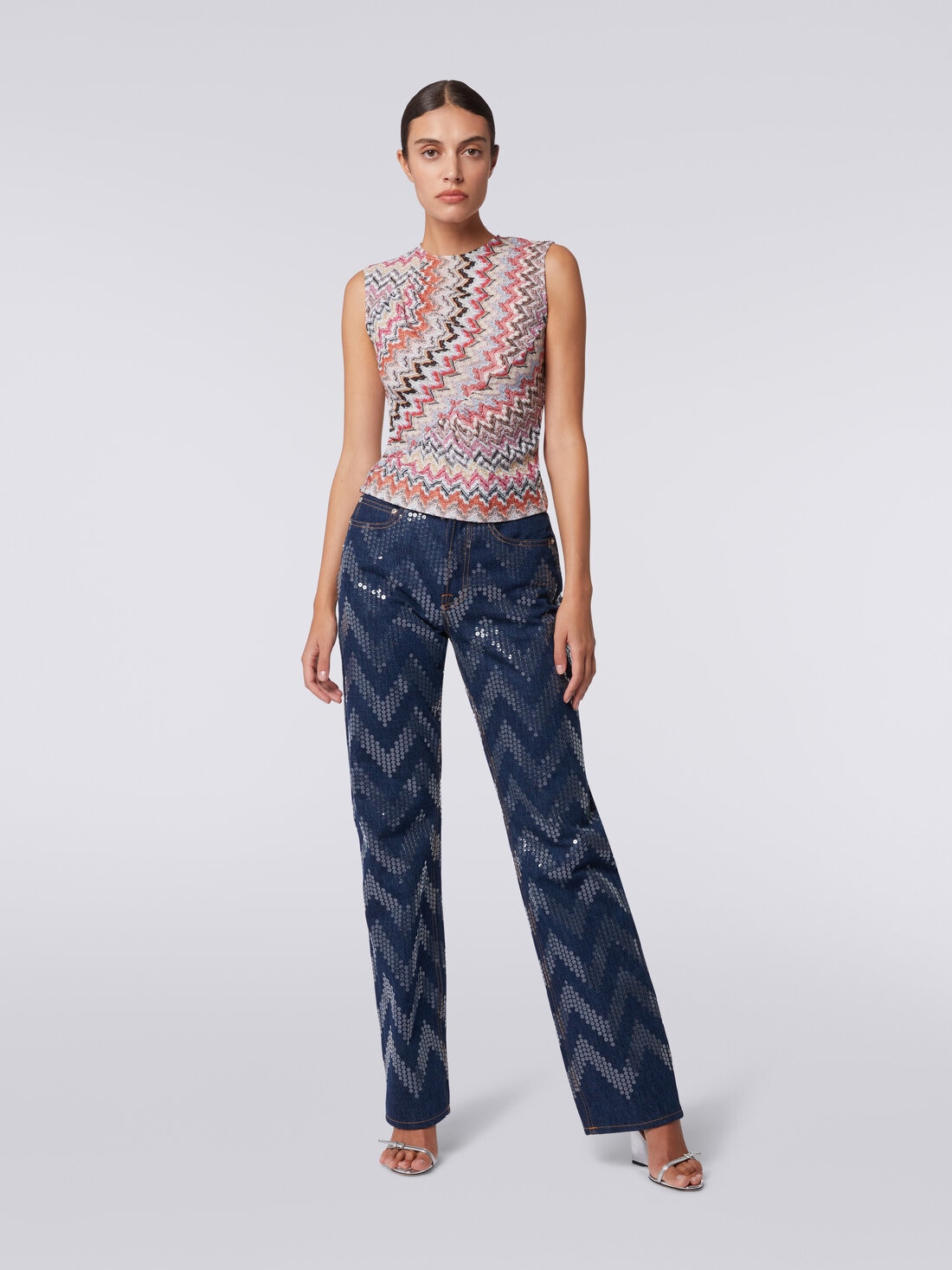 Zigzag crew-neck tank top with gathers Multicoloured | Missoni