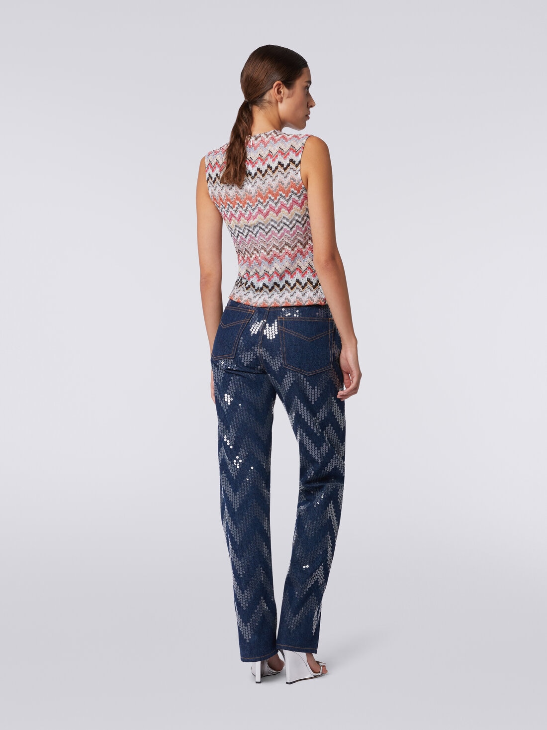 Zigzag crew-neck tank top with gathers Multicoloured | Missoni