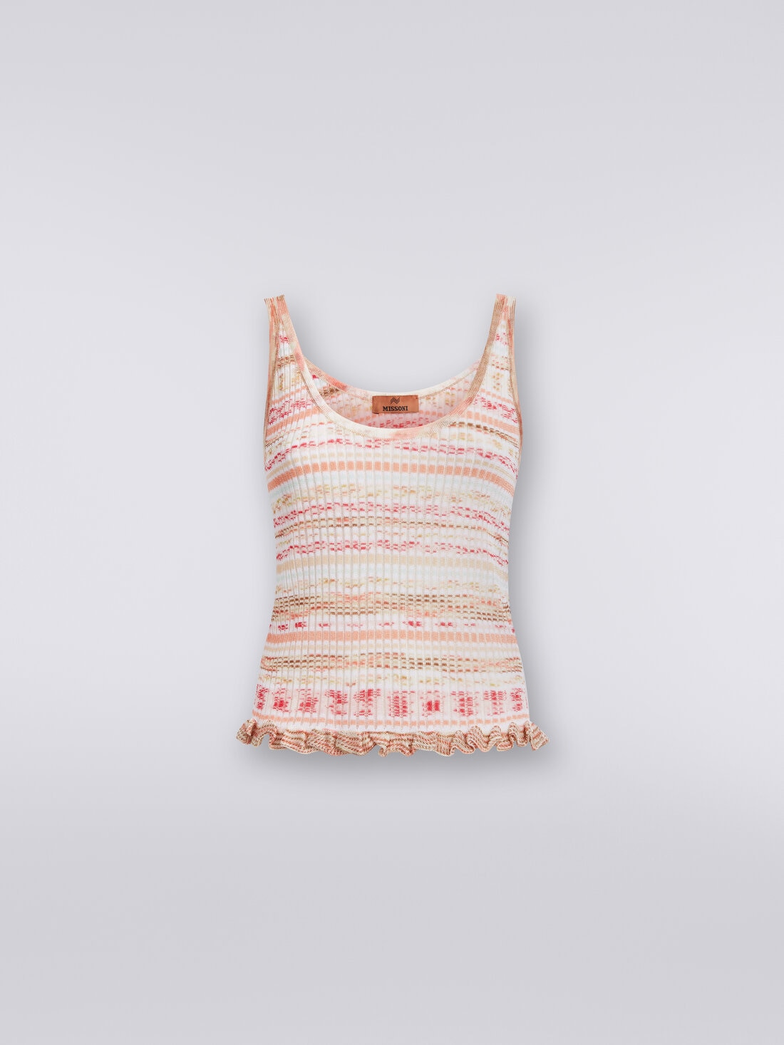 Tank top in slub ribbed viscose , Multicoloured  - DS24SK0UBK033GSM9AW - 0