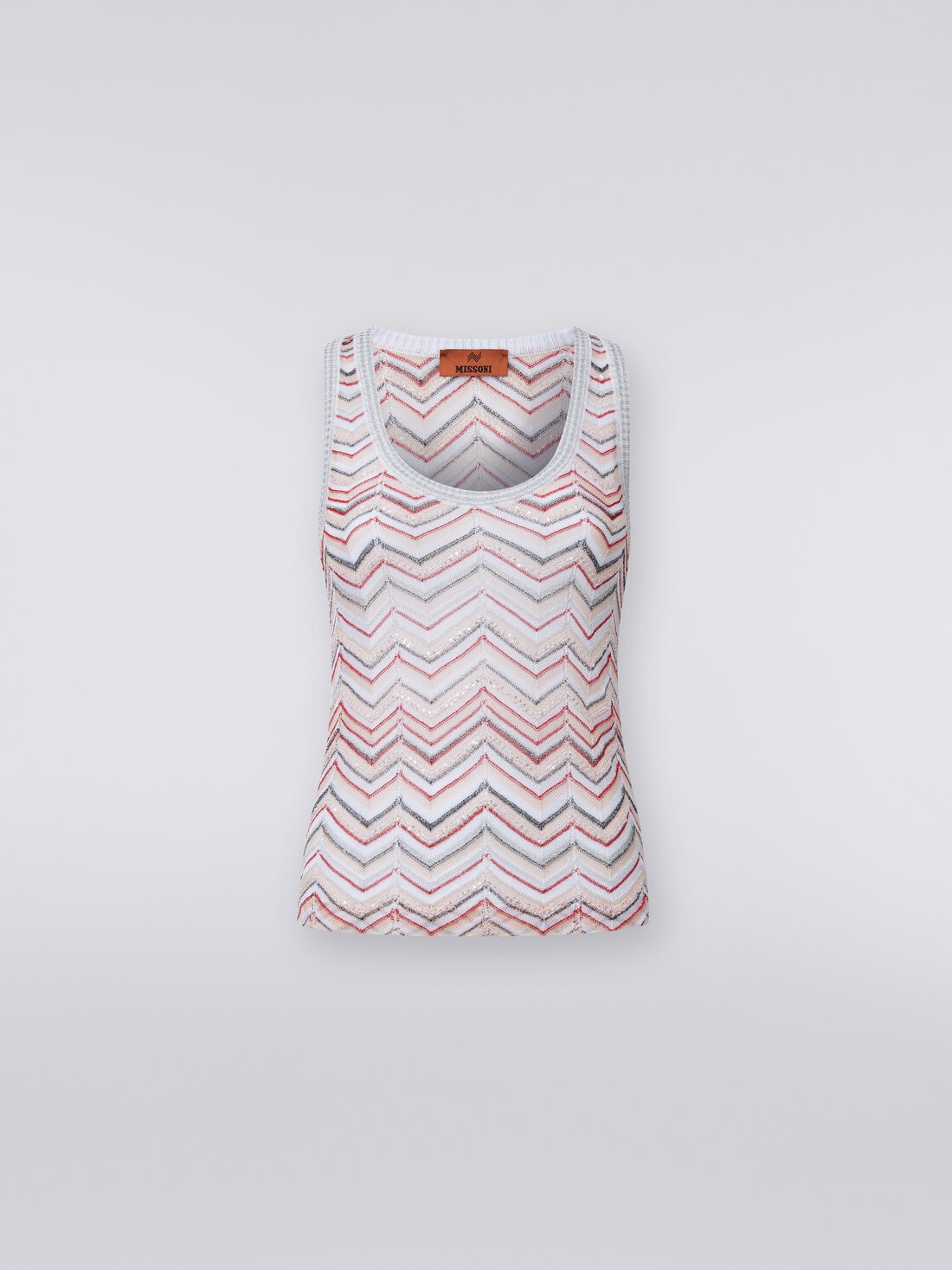 Tank top in zigzag knit with lurex and sequins, Multicoloured  - DS24SK0WBK033ISM9AO - 0
