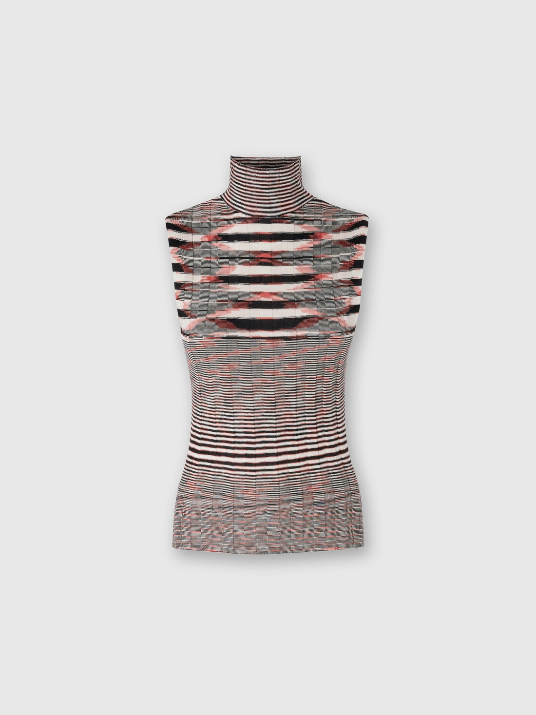 High-neck tank top in ribbed silk and cashmere , Multicoloured  - DS24SK0XBK033NFM12L - 0