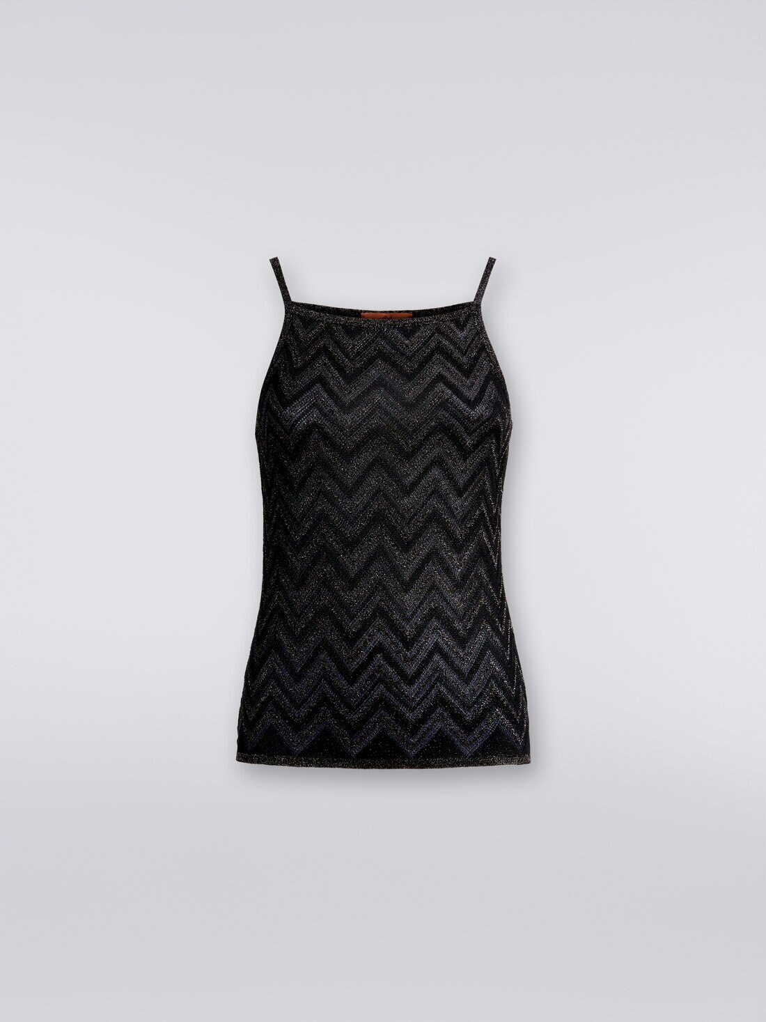 Tank top in chevron lamé knit , Black    - 8053147042619 - 0