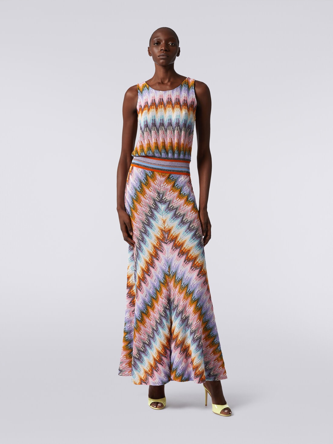 M Missoni Top senza maniche in viscosa zig zag con lurex