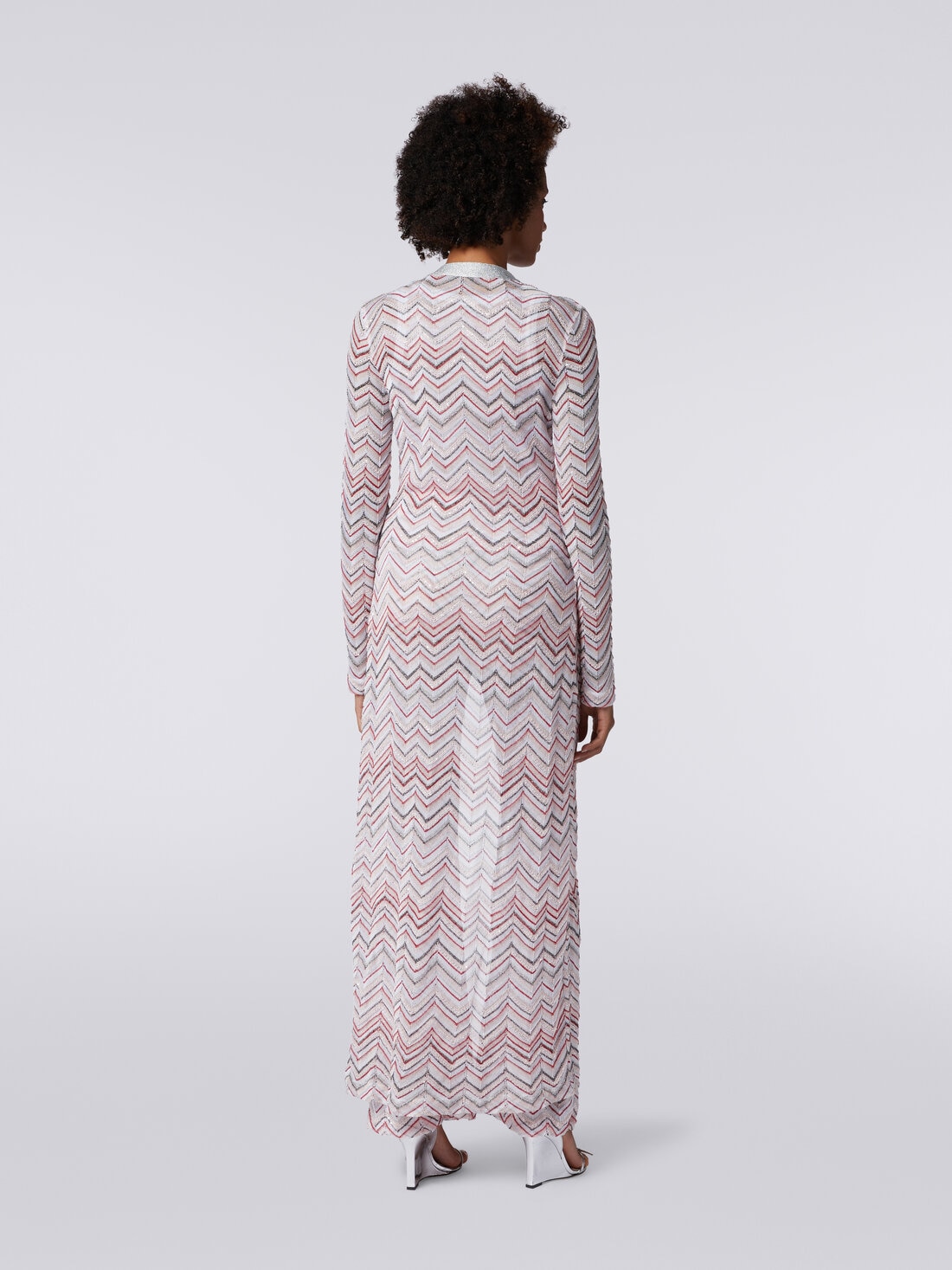 MISSONI　ロングニットカーディガン　ジグザク Long cardigan in zigzag knit with lurex and sequins