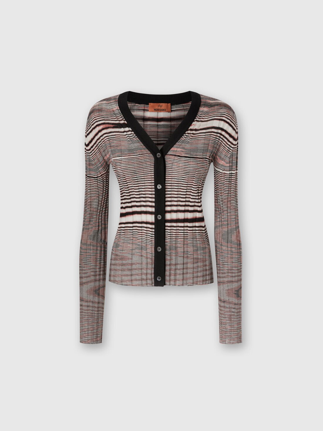 Gerippter Cardigan aus Kaschmir und Seide in Flammgarnoptik, Mehrfarbig  - 8053147061405 - 0