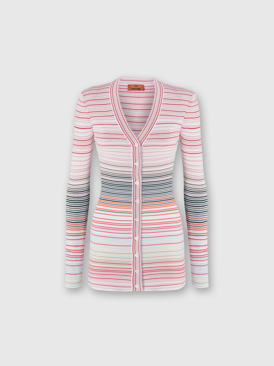 Cardigan in striped viscose and cotton , Multicoloured  - DS24SM0JBK033TSM9AT - 0