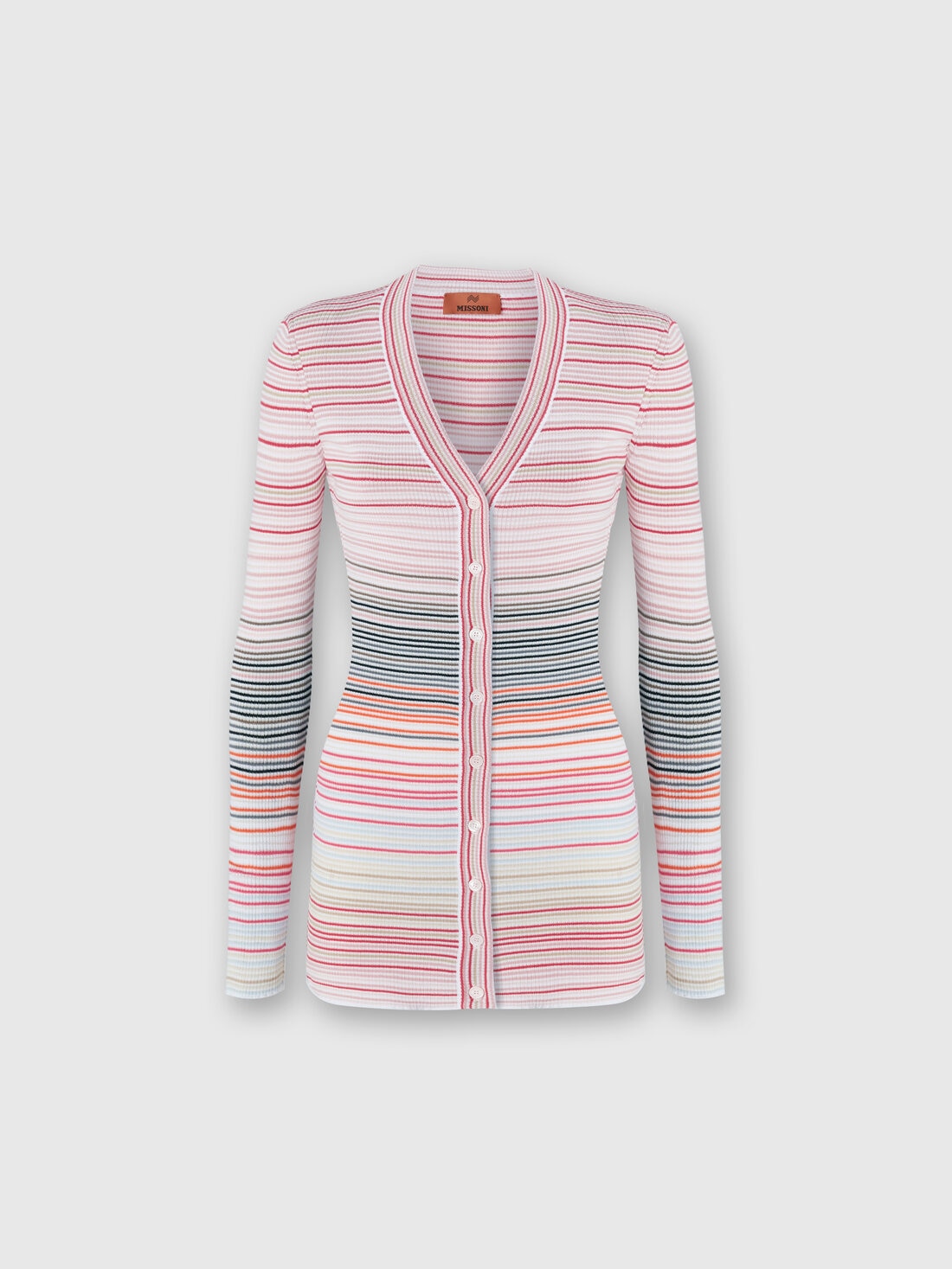 Cardigan en coton et viscose à rayures , Multicolore  - DS24SM0JBK033TSM9AT - 0