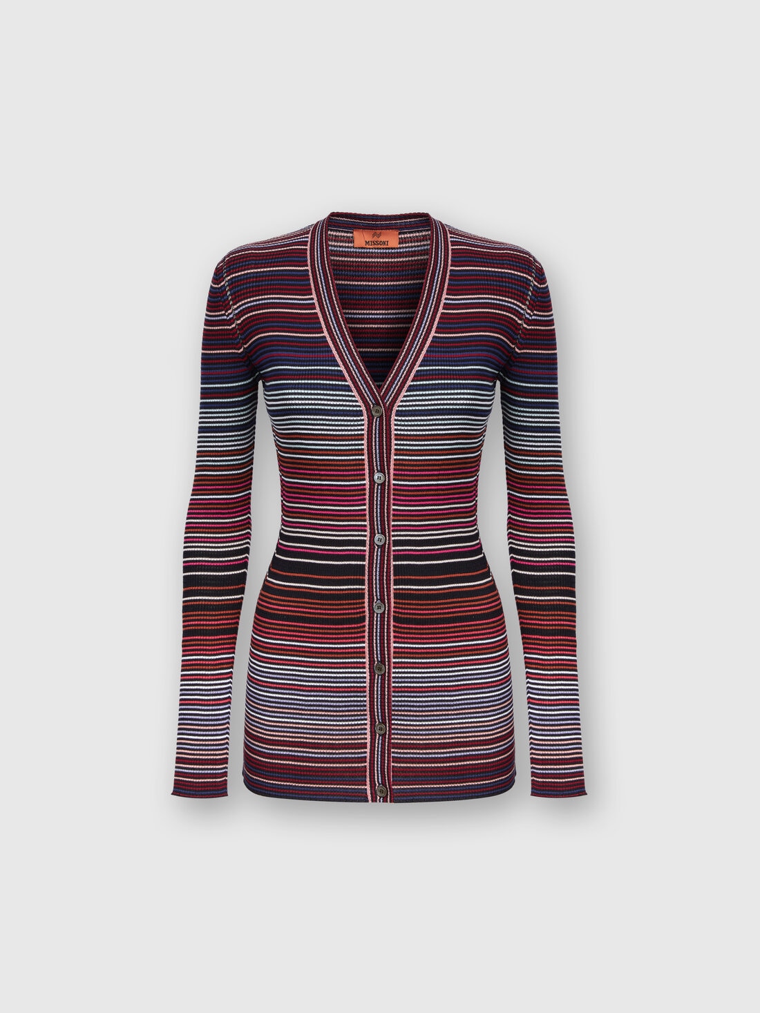 Cardigan in striped viscose and cotton , Multicoloured  - DS24SM0JBK033TSM9AU - 0
