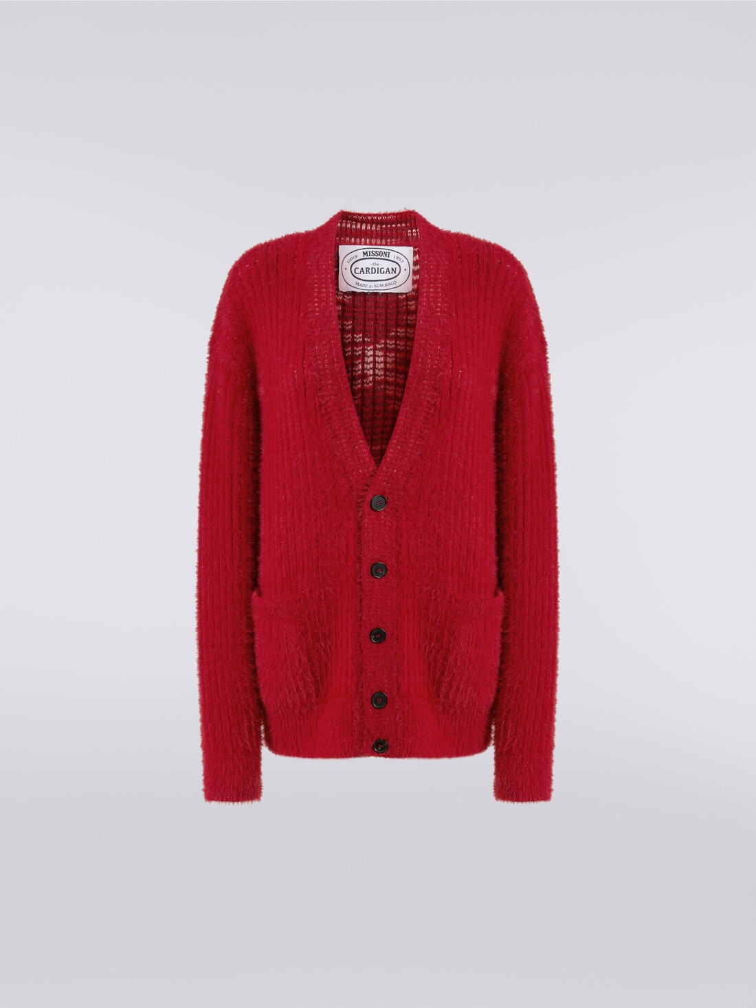 Oversize-Cardigan aus Wollmischgewebe in Felloptik, Rot  - DS24SM0WBK026I91559 - 0