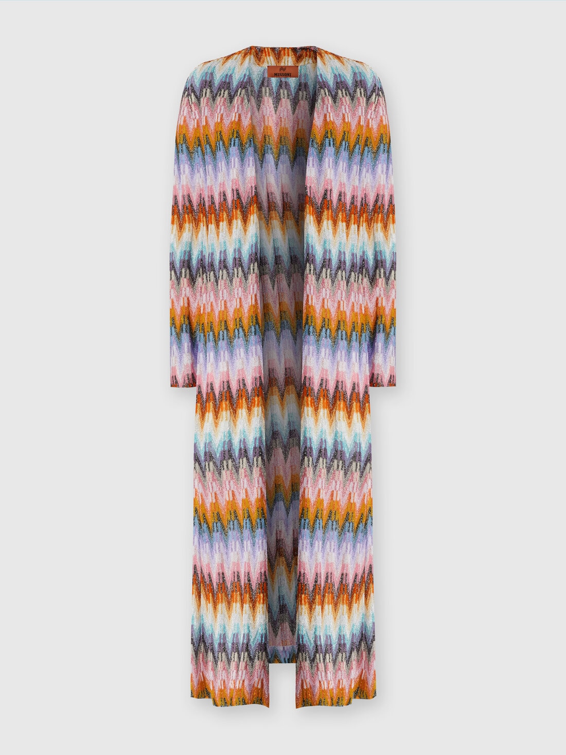 Cardigan long en maille à zig-zag avec lamée, Multicolore  - 8053147129747 - 0