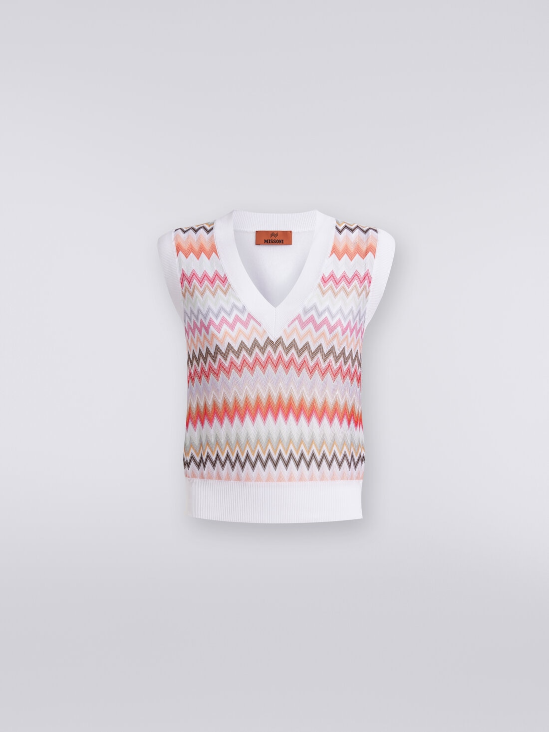 Gilet in zigzag viscose knit with contrasting trim White Missoni