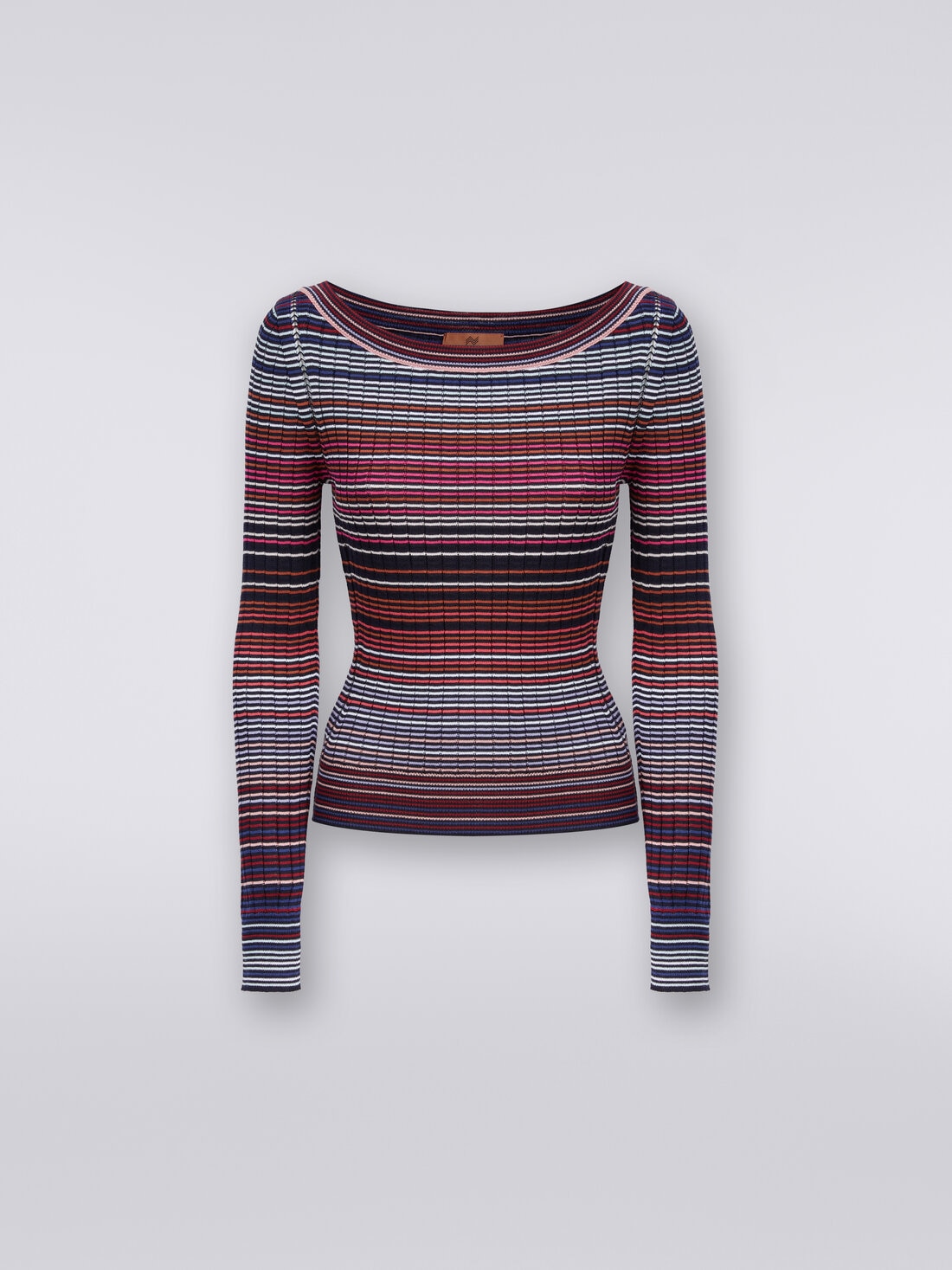 Pullover in cotone e viscosa a righe, Multicolore  - DS24SN0OBK033TSM9AU - 0