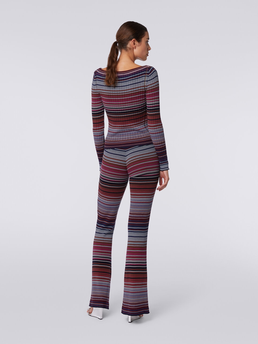 Pullover in striped viscose and cotton, Multicoloured  - DS24SN0OBK033TSM9AU - 3
