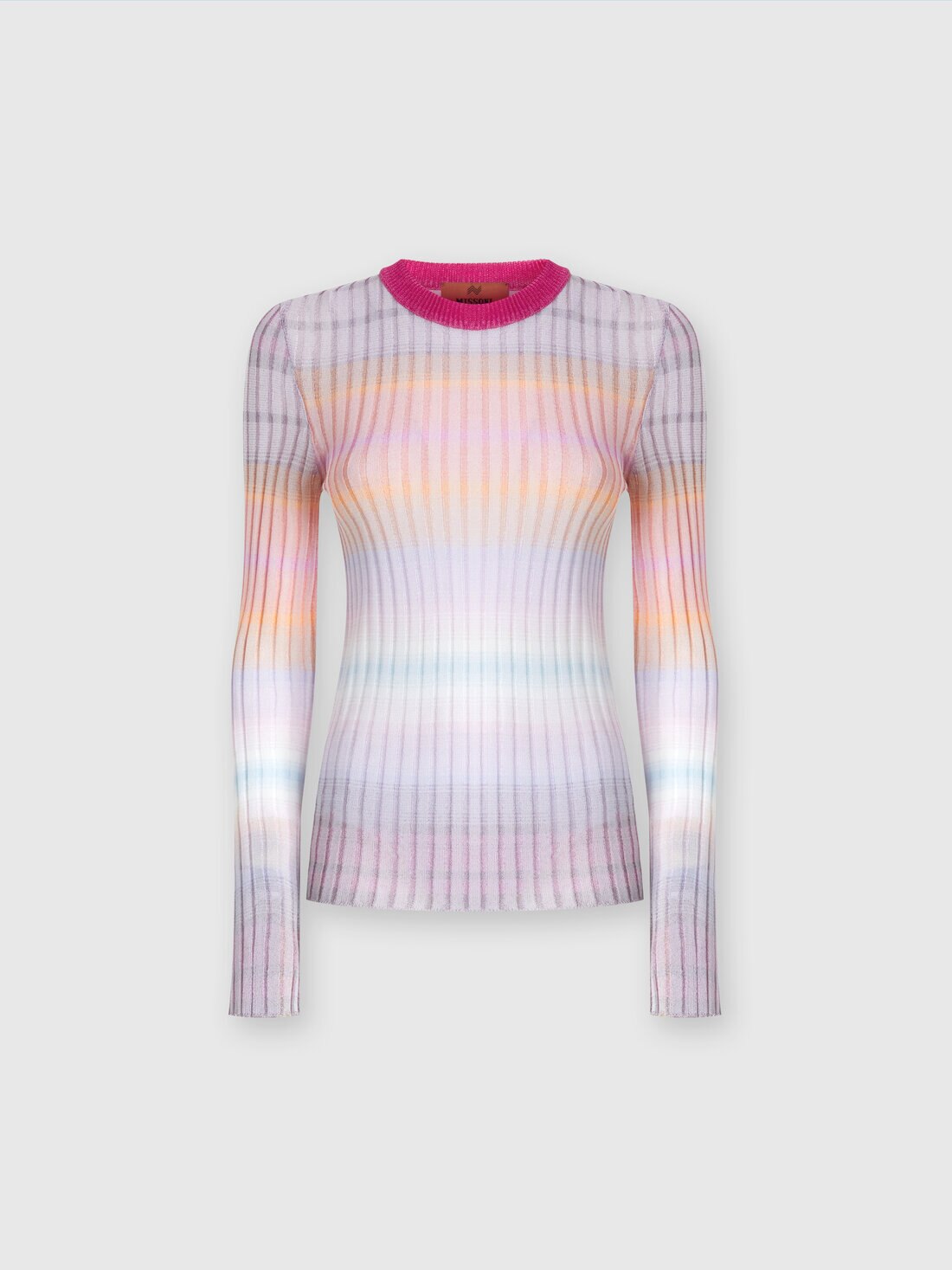 Ribbed crew-neck jumper with contrasting collar, Multicoloured  - 8053147130583 - 0