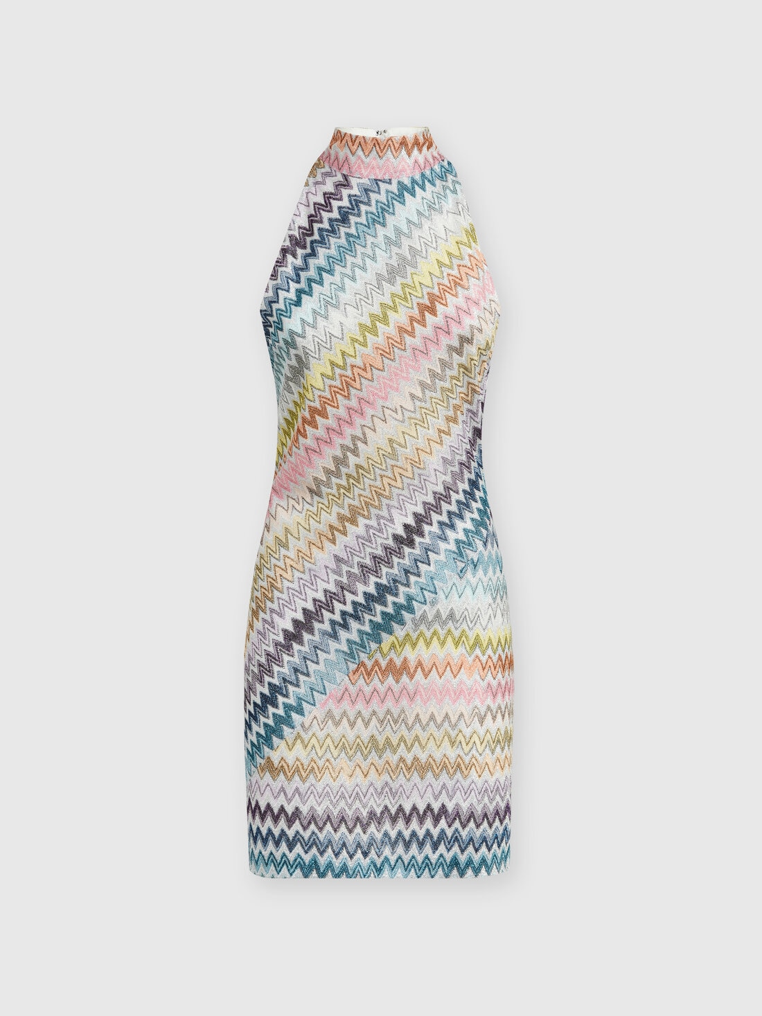Sleeveless mini-dress in zig zag lamé viscose, Multicoloured  - DS24WG0YBR00YFSM9EP - 0