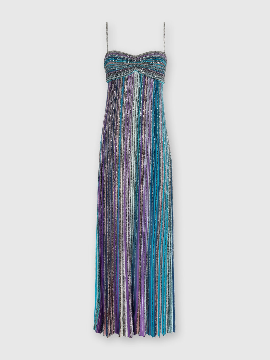 Long sleeveless dress in lame pleated knit Multicoloured Missoni