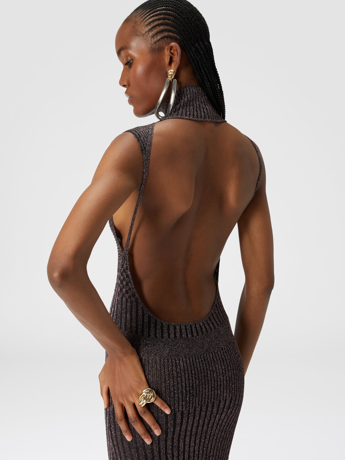 Long sleeveless dress with bare back Black & Multicoloured | Missoni