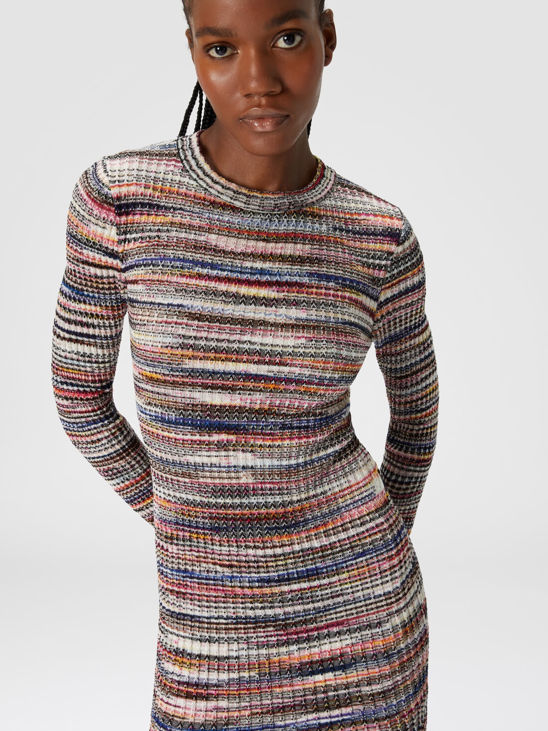 リブ編みウール&ビスコーススラブミニドレス マルチカラー | Missoni