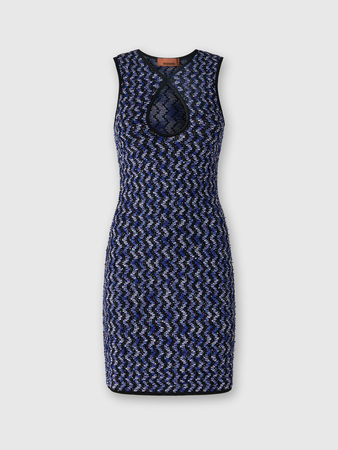 Sleeveless zig zag mini dress with sequins Black Missoni