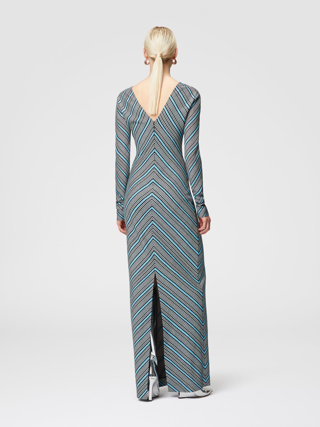 Robe longue rayee avec decollete en V plongeant Multicolore Missoni