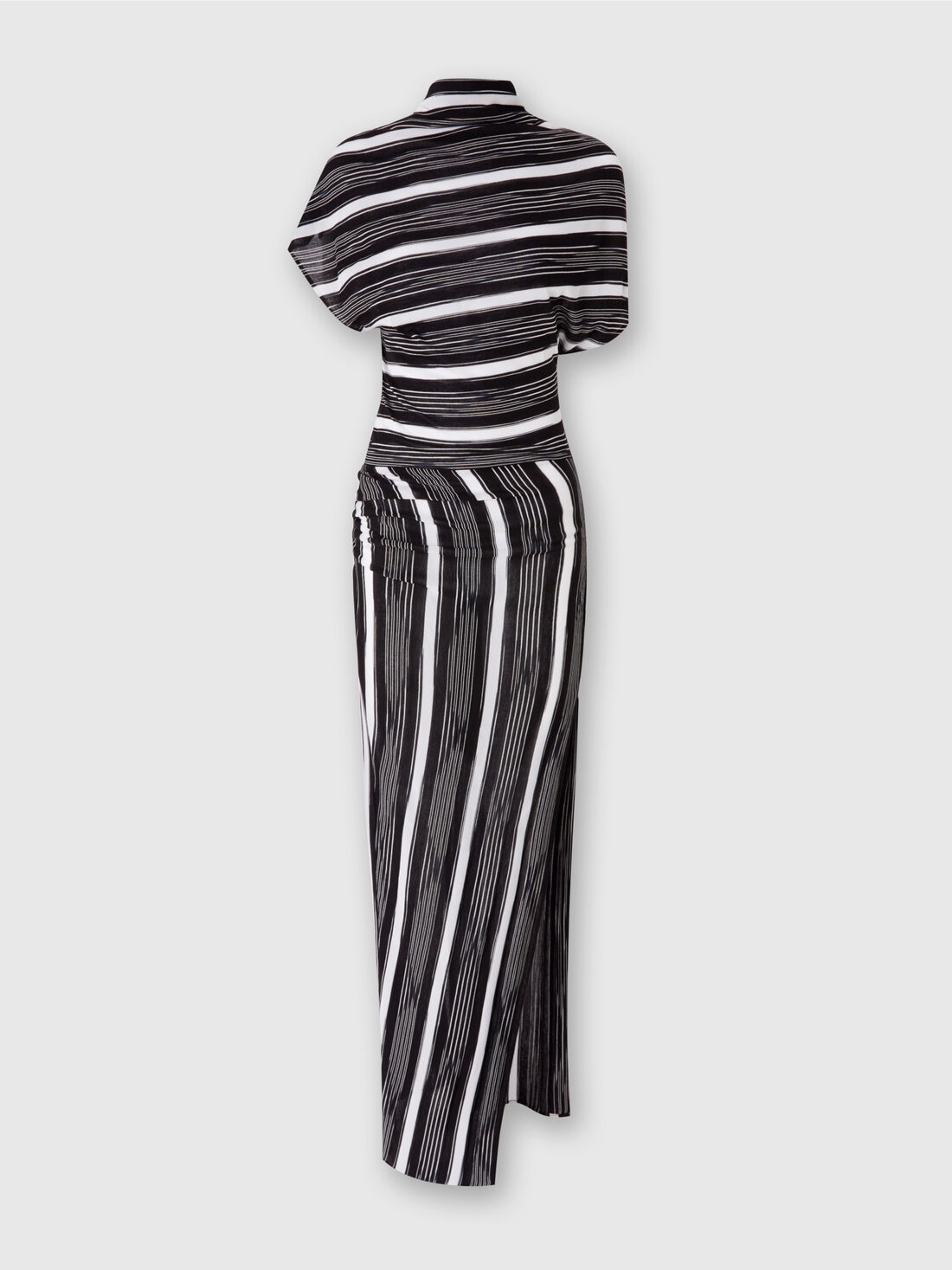 Robe longue en viscose et laine à encolure drapée, Multicolore  - DS24WG3IBT008IS91LT - 0