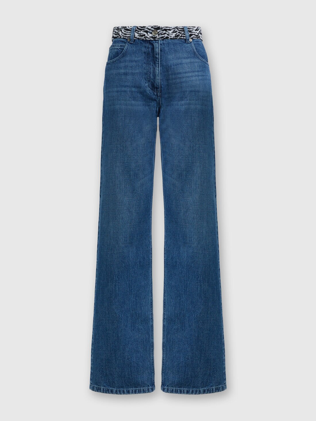 Five denim pockets with knit insert, Denim Blue - DS24WI09BW00TOS72GE - 0