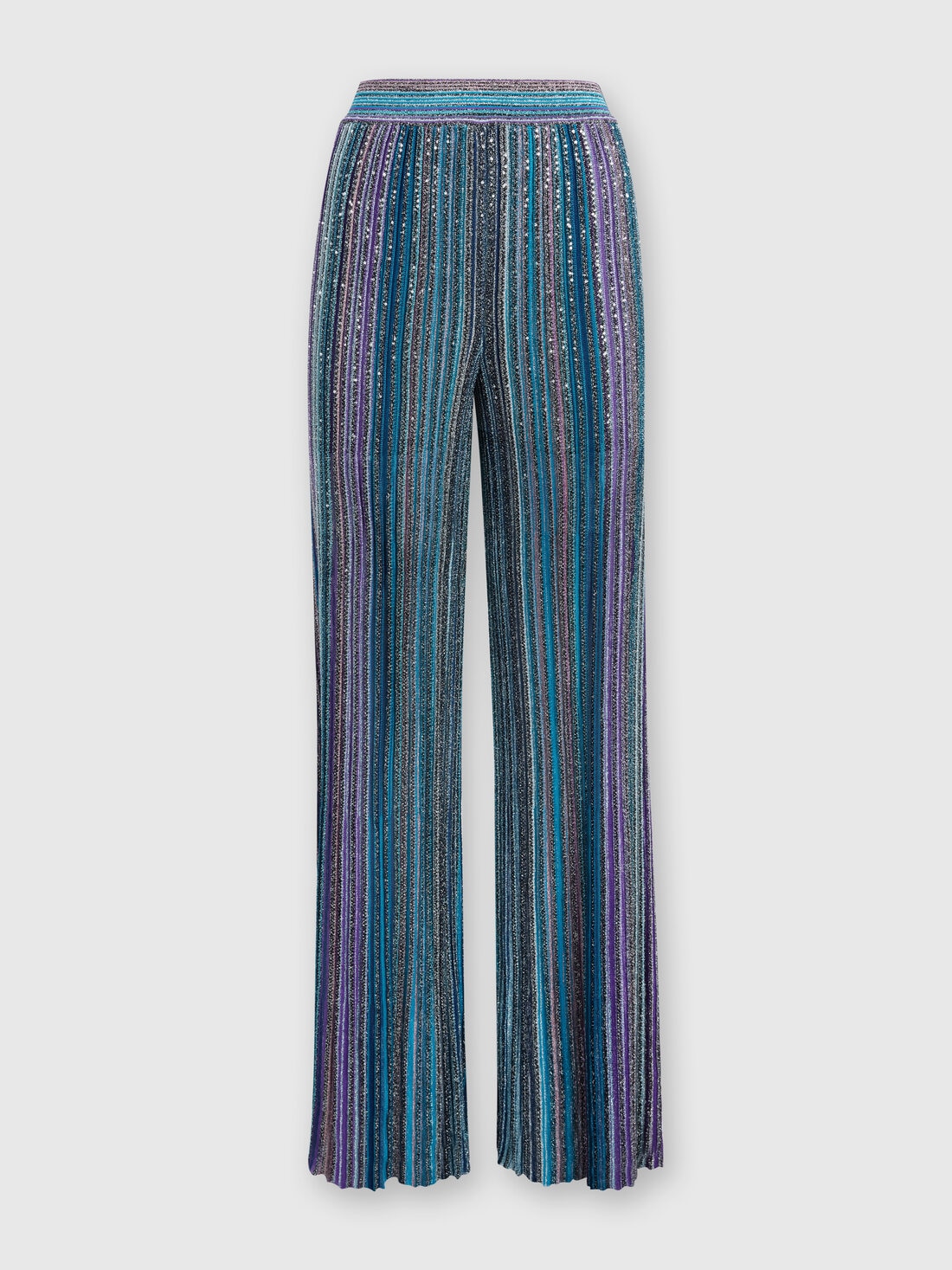 Ribbed trousers with sequins, Multicoloured  - DS24WI0QBK039ESM9G9 - 0