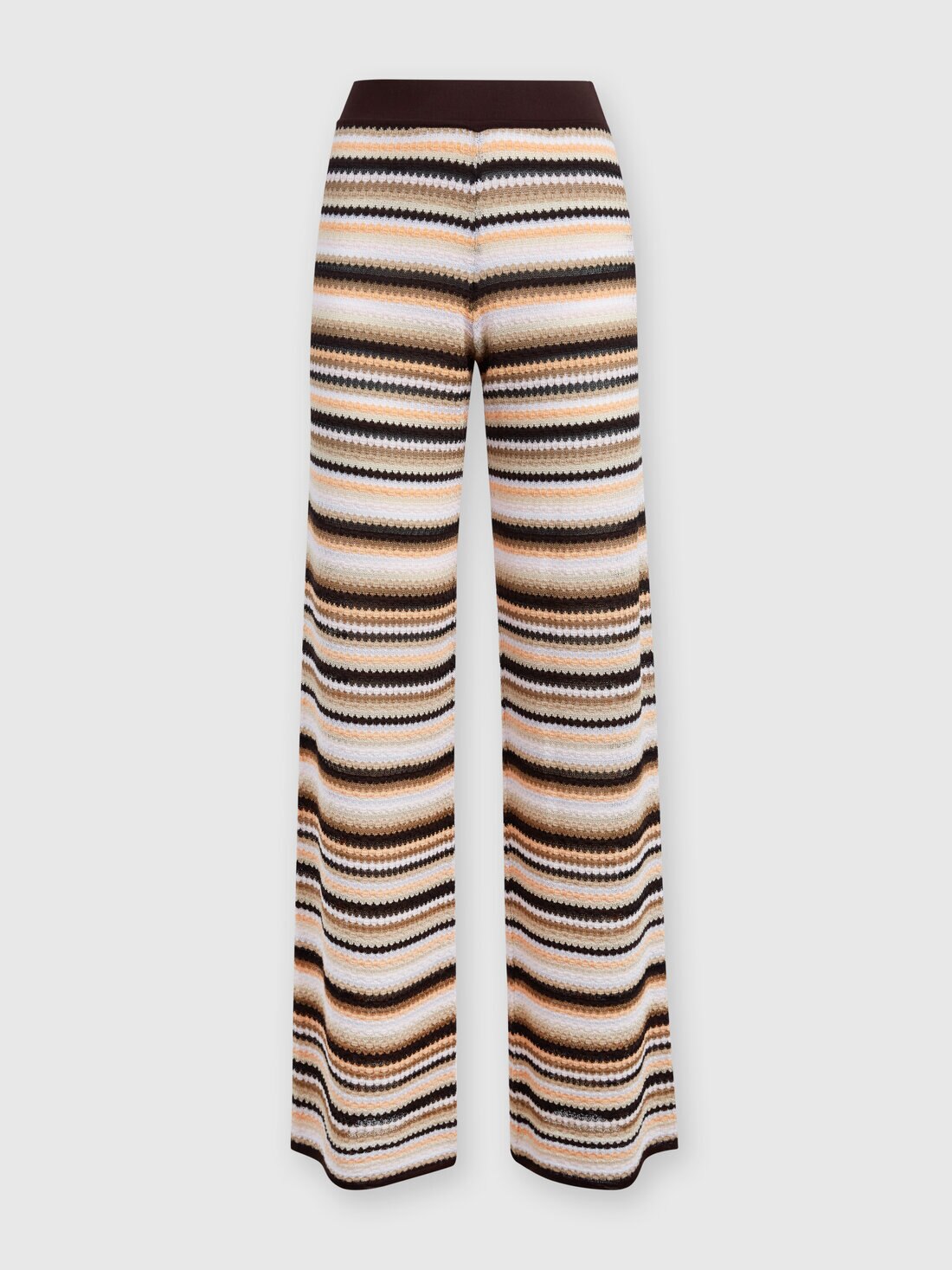 Straight trousers in striped cotton and viscose knit, Multicoloured  - DS24WI0UBK039XSM9GH - 0