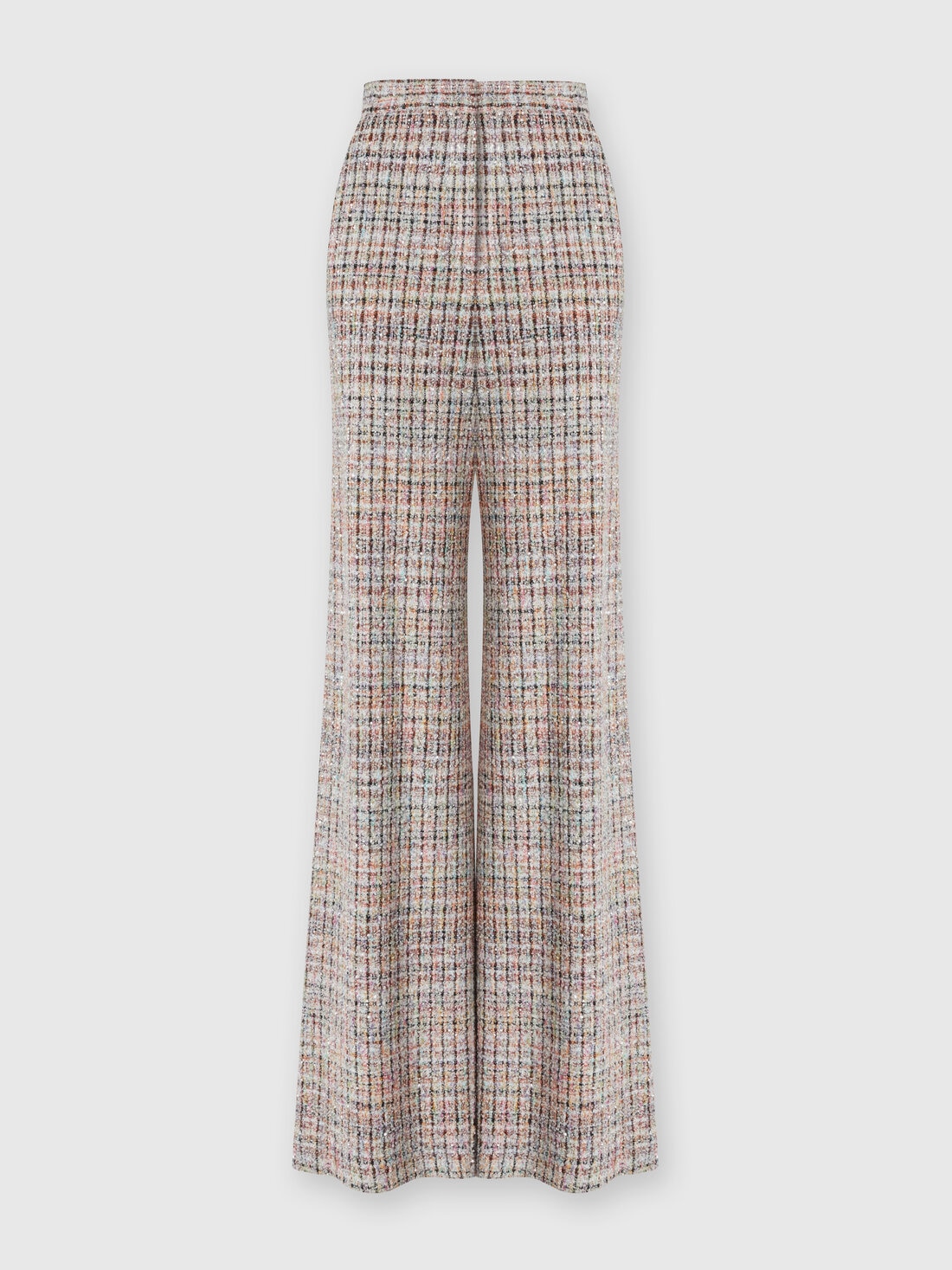 Bouclé checkered trousers with sequins, Multicoloured  - DS24WI19BC004RSM9IB - 0