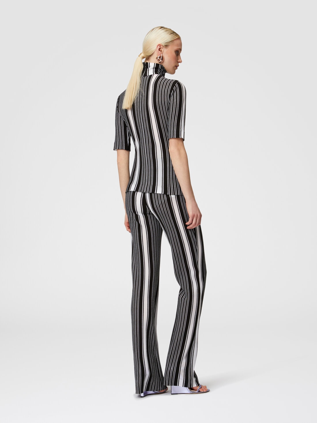 Striped trousers black and white on sale