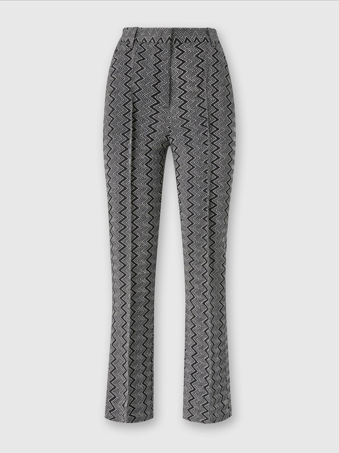 Cropped trousers with zig zag lamé motif, Black & Silver - DS24WI1CBR00ZRS91LP - 0