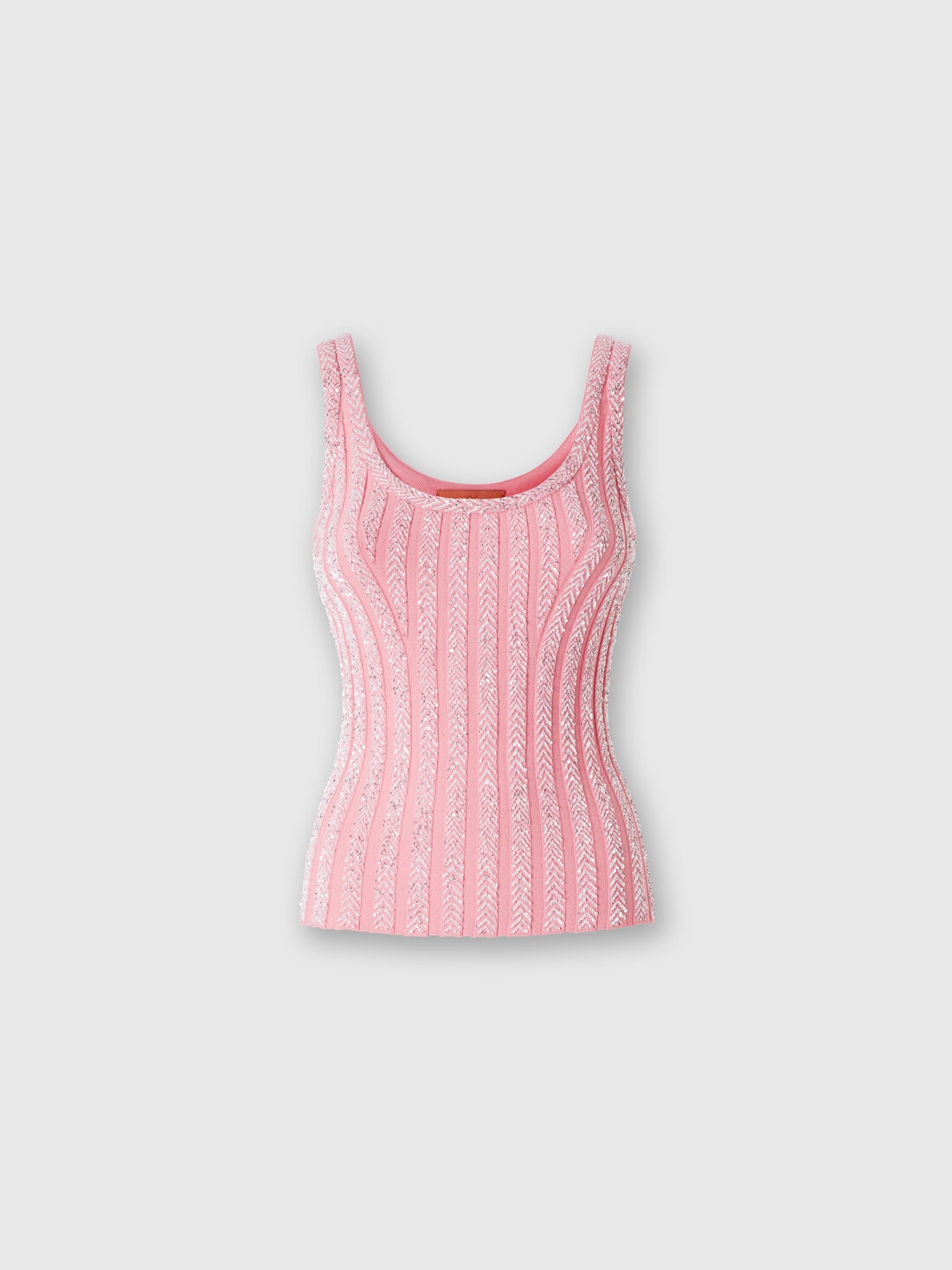 Zig zag ribbed tank top with sequins, Multicoloured  - DS24WK0RBK039GS30DK - 0