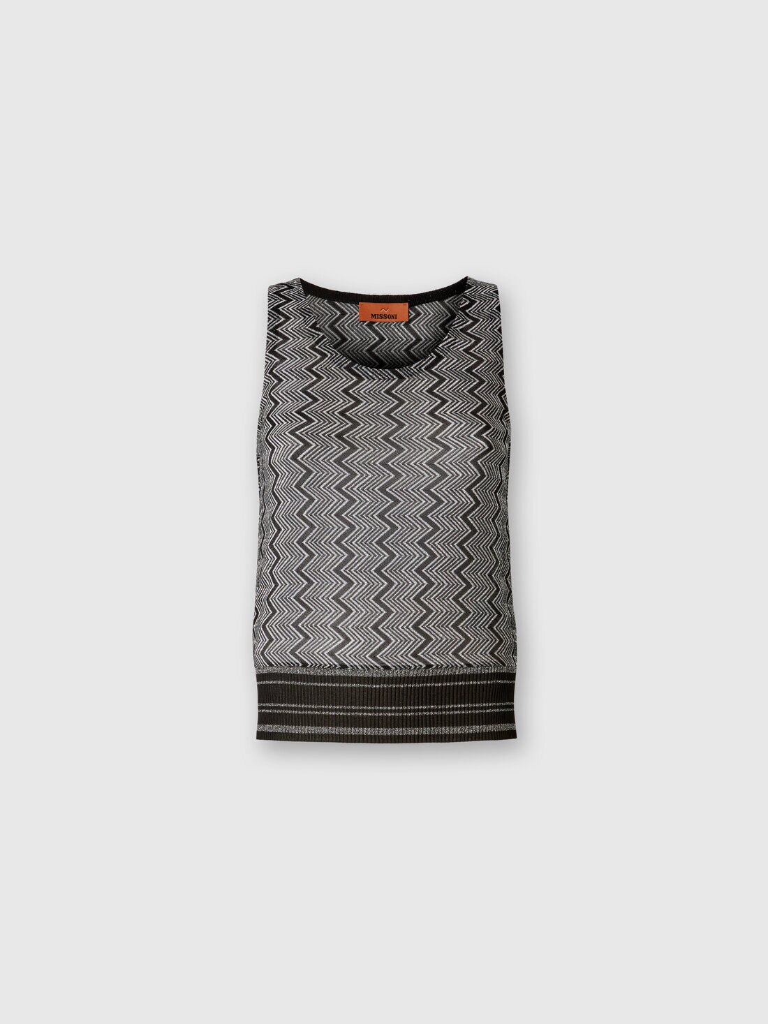 Top with zig zag lamé motif, Black & Silver - 8053147202105 - 0