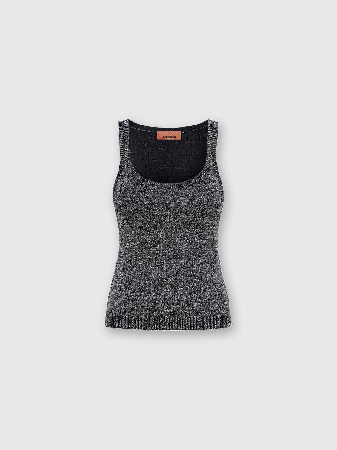 Glitter-effect viscose tank top, Black & Silver - DS24WK15BK042TS91LV - 0