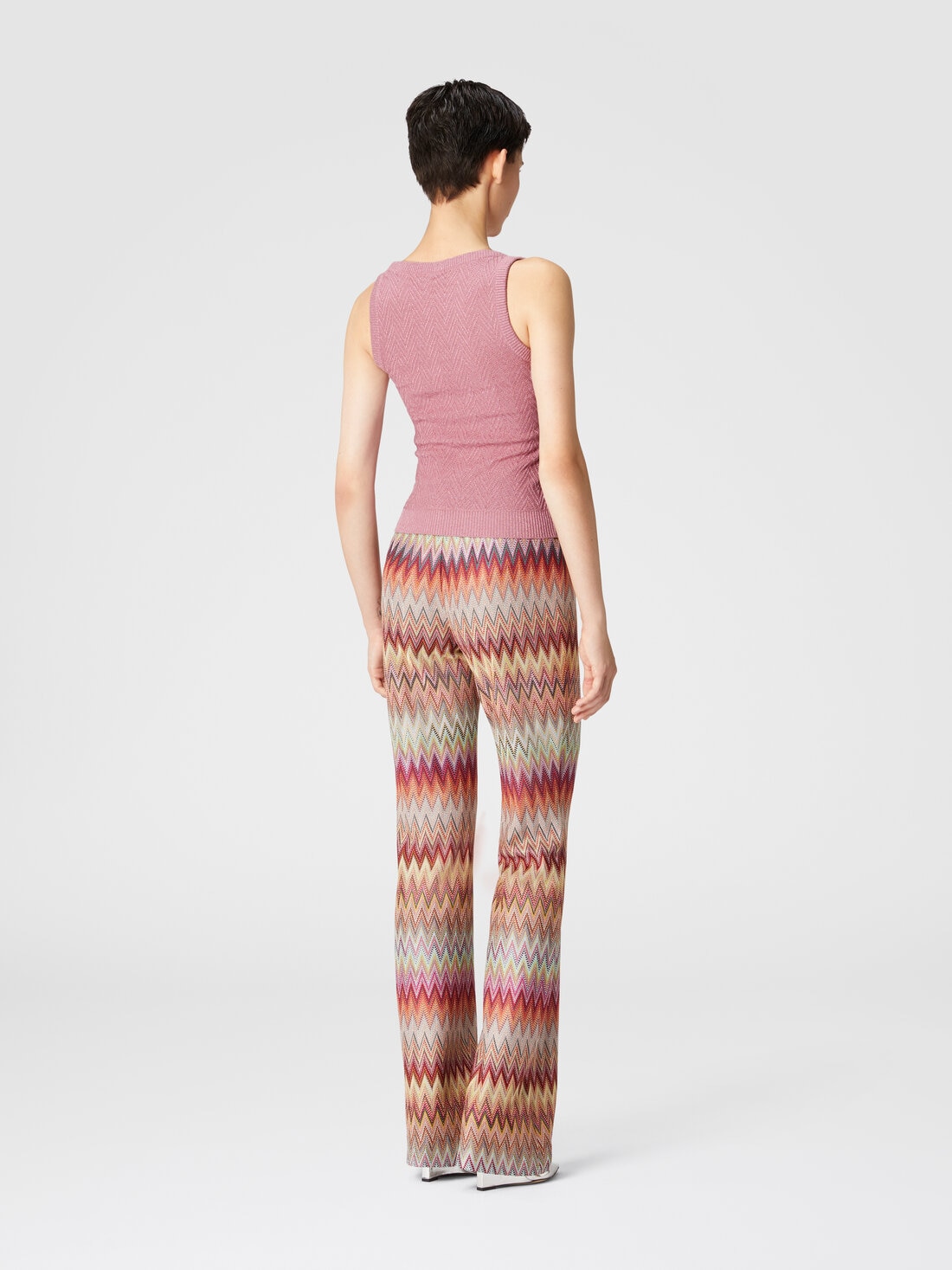Top de tirantes con motivo chevron en jacquard, Rosa   - DS24WK1ABK01B7L3047 - 2