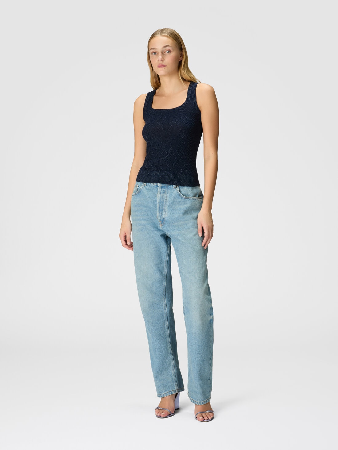 Chevron jacquard tank top, Blue - DS24WK1ABK01B7L7059 - 1