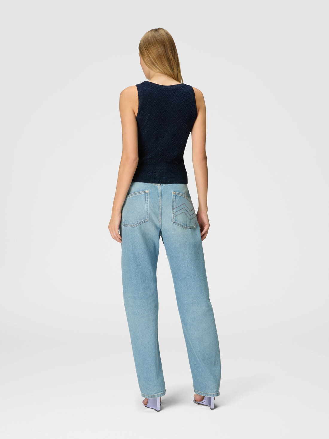 Chevron jacquard tank top, Blue - DS24WK1ABK01B7L7059 - 2
