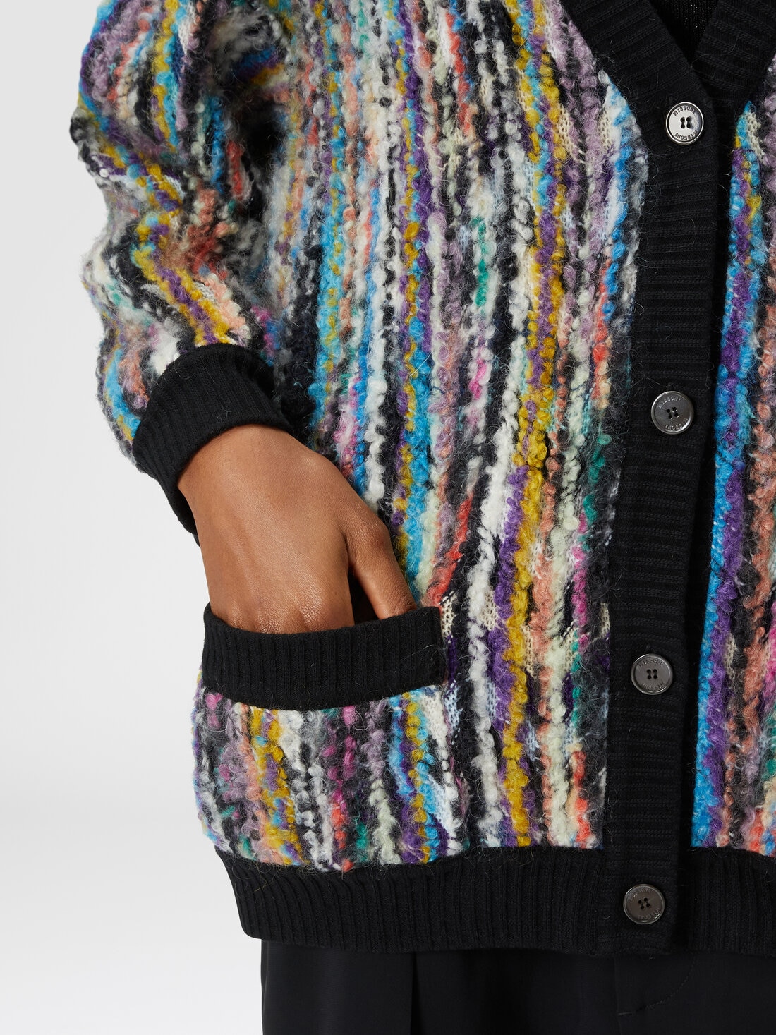 Oversized wool and mohair boucle cardigan Black Multicoloured Missoni