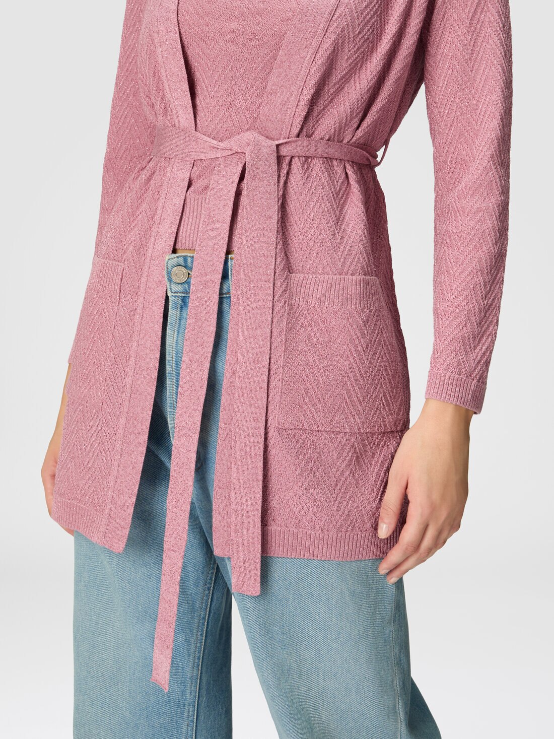 Pink belted cardigan best sale