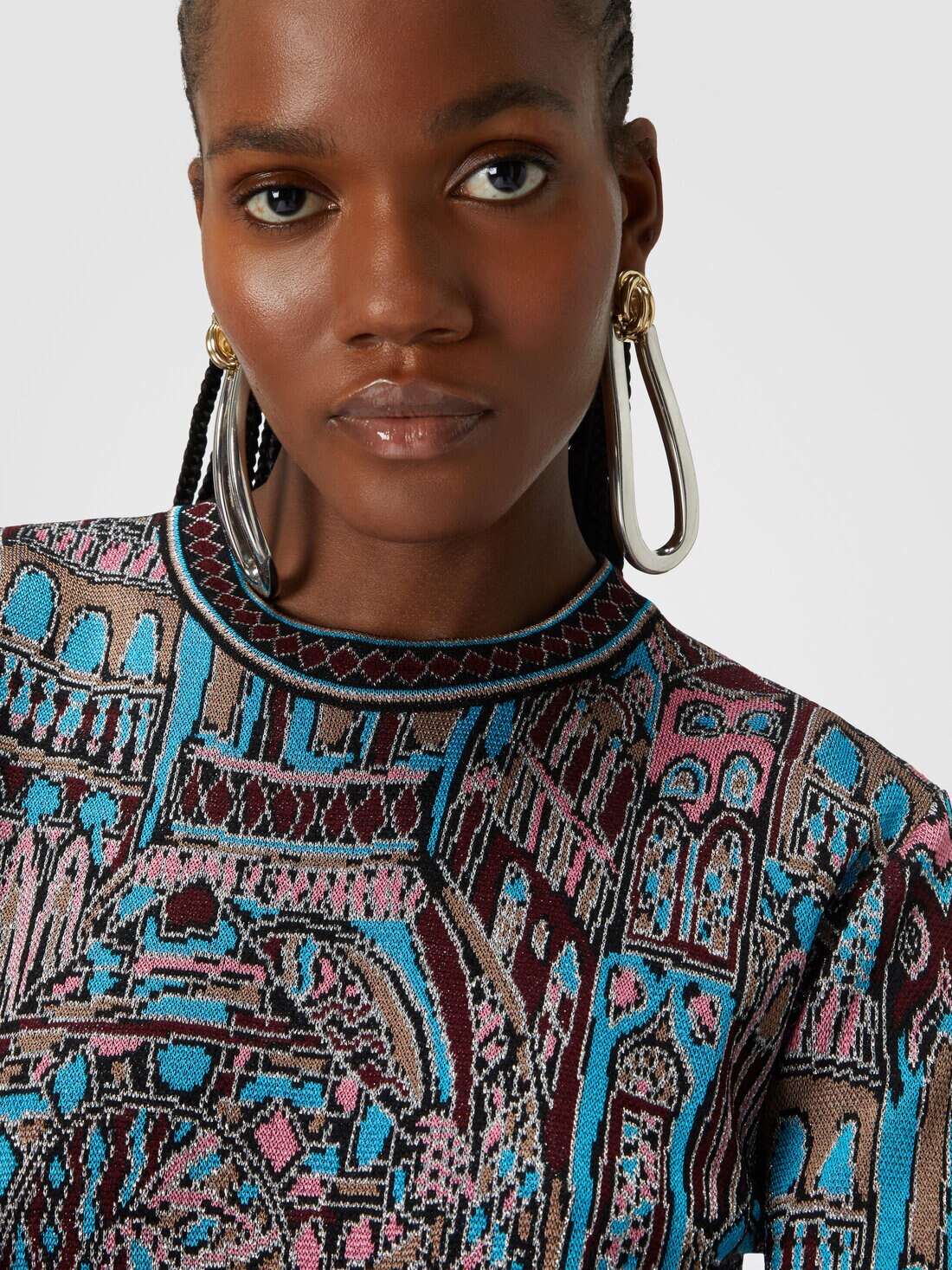 Crewneck pullover in wool and viscose with Venezia motif, Multicoloured  - DS24WN0CBK040RS415O - 4
