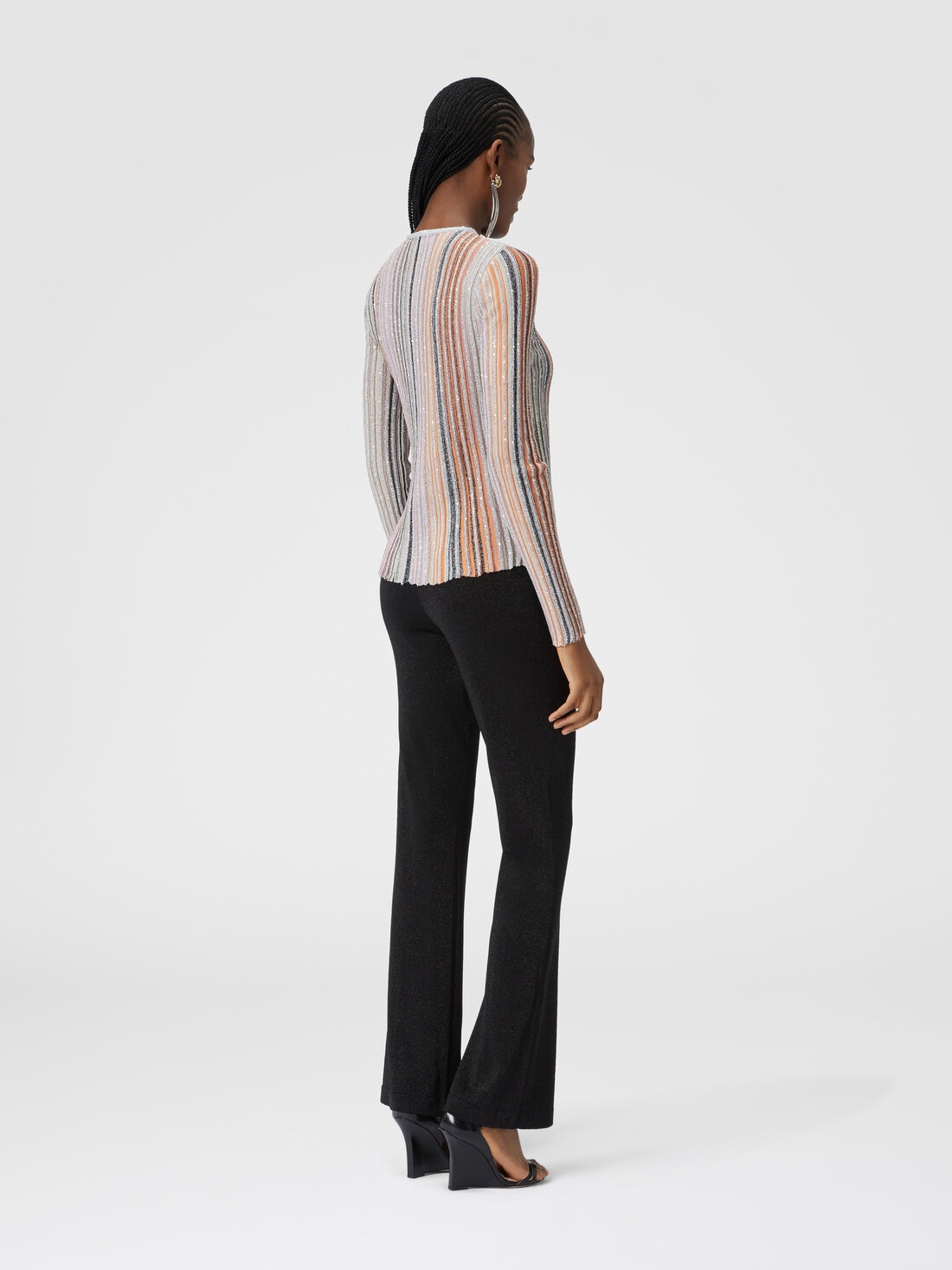Partialized ribbed sweater with sequins, Multicoloured  - DS24WN0OBK039ESM9G8 - 2