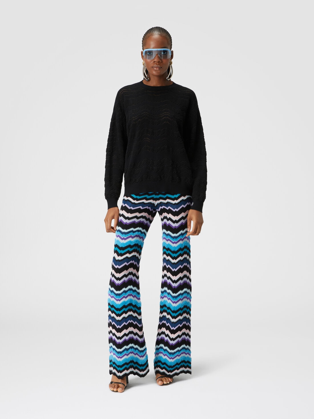 Missoni Pullover girocollo con zig zag tono su tono