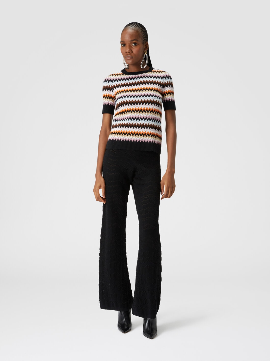 Missoni Pullover girocollo a maniche corte in lana zig zag