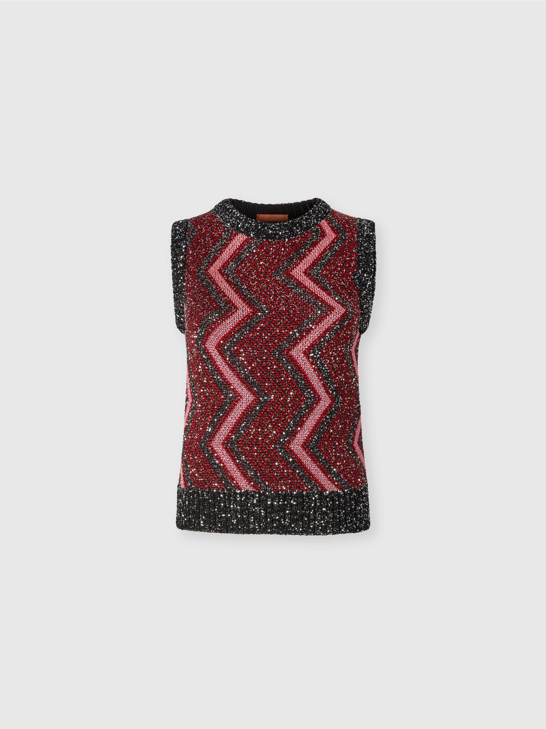 Vest with macro zig zag and sequins, Multicoloured  - DS24WN1RBK042IS4165 - 0