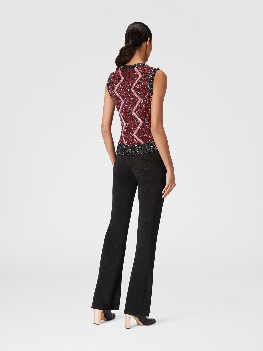 Vest with macro zig zag and sequins, Multicoloured  - DS24WN1RBK042IS4165 - 2