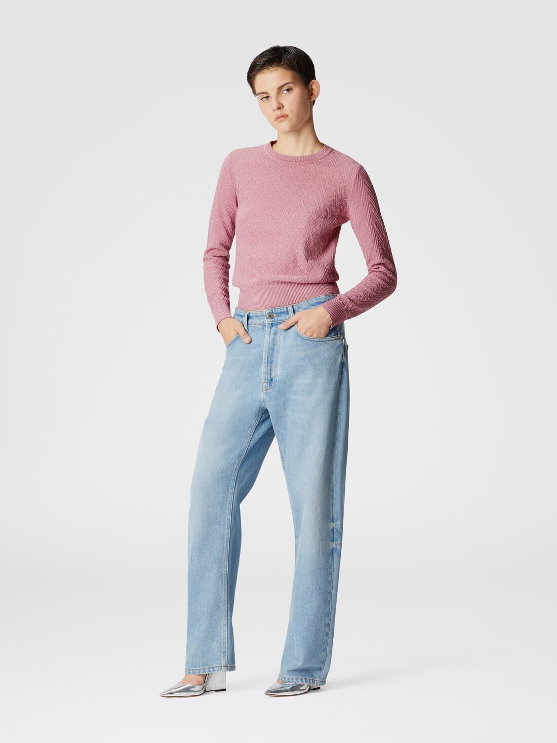 kone モヘア 2-tone pullover ピンク・ブルー mohair knit pullover（light pink）プルオーバーモヘアニット