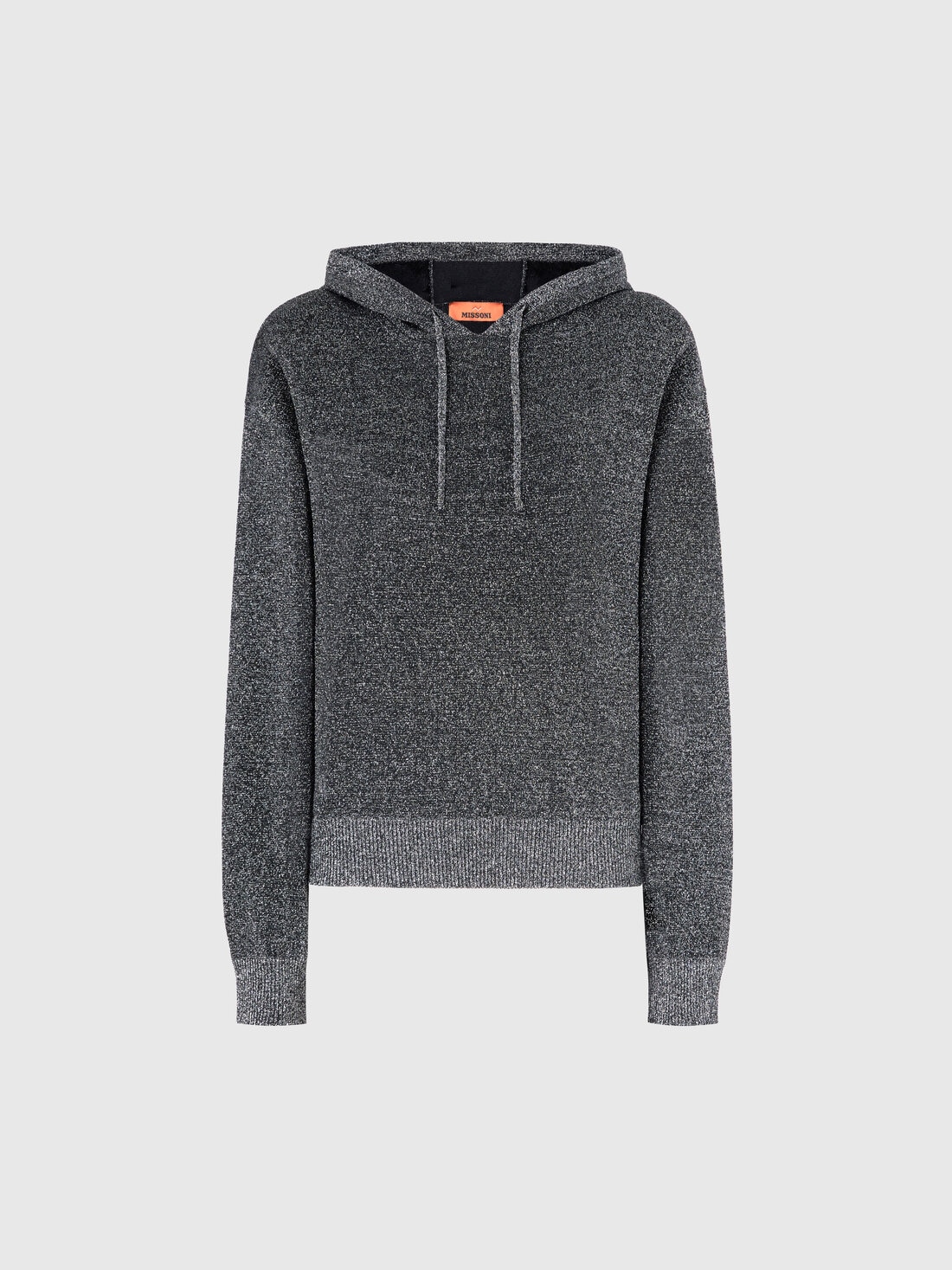 Glitter effect viscose hoodie Black Silver Missoni