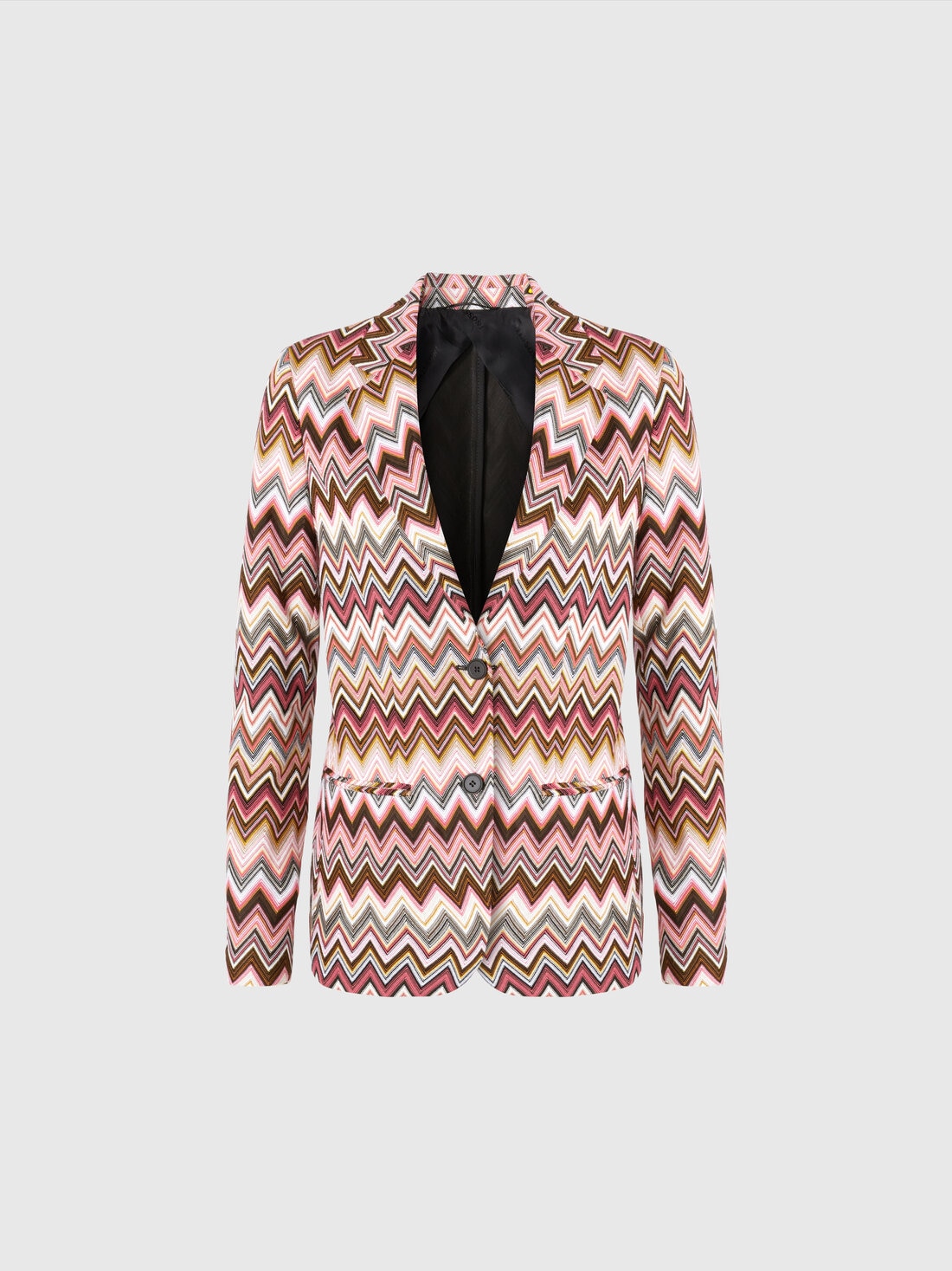 Blazer monopetto in cotone e viscosa zig zag, Multicolore  - DS25SF03BR00ZUS91N6 - 0